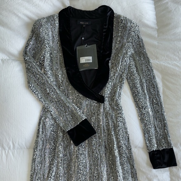 Misguided Peace + Love Embellished Sequin Wrap Dress - Picture 3 of 4